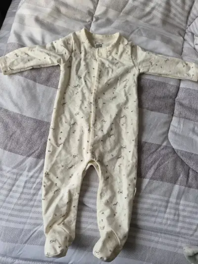 Enterito de bebé algodón beige con estampado - miniatura 1