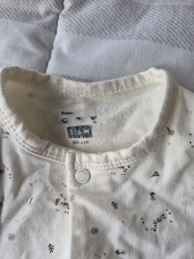 Enterito de bebé algodón beige con estampado - 2