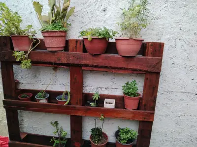 Estante de madera para macetas con plantas - miniatura 3