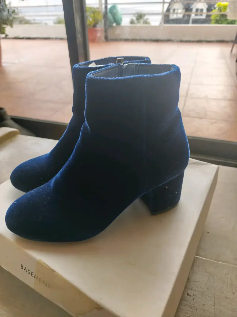 Botines de terciopelo azul marino Basement talla 37 - 2