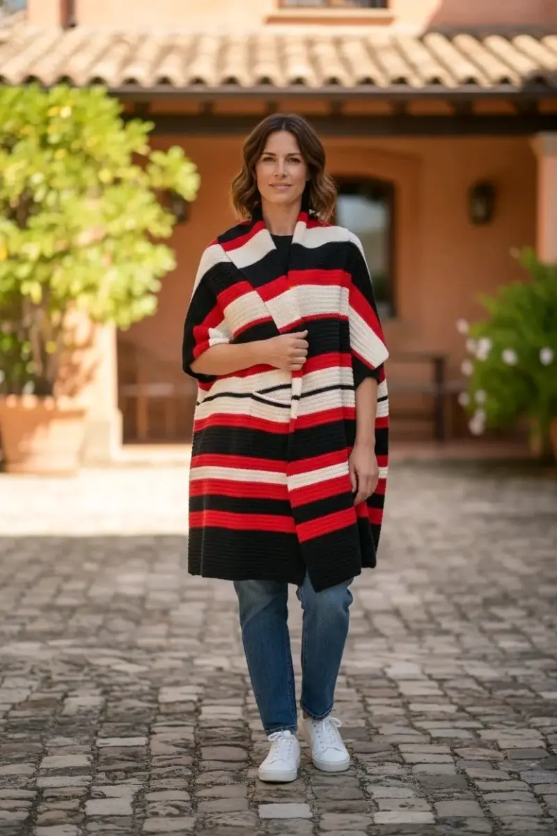 Poncho de rayas multicolor Cher - 2