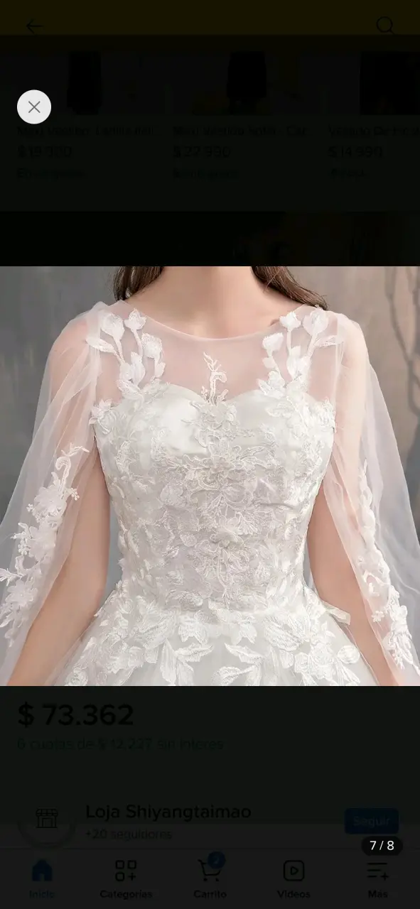 Vestido de Novia Blanco con Encaje y Tul - 1