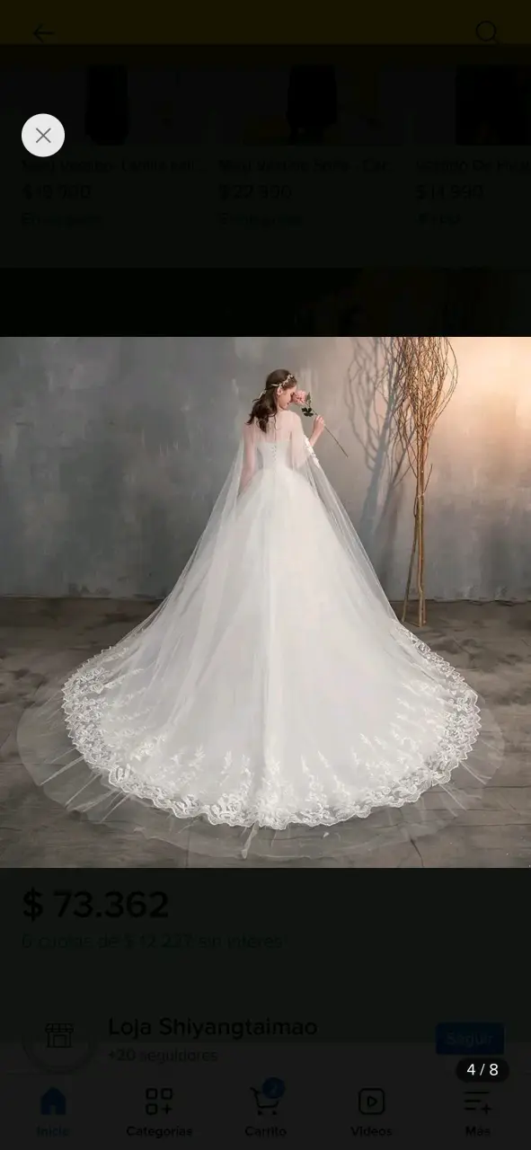 Vestido de Novia Blanco con Encaje y Tul - 2