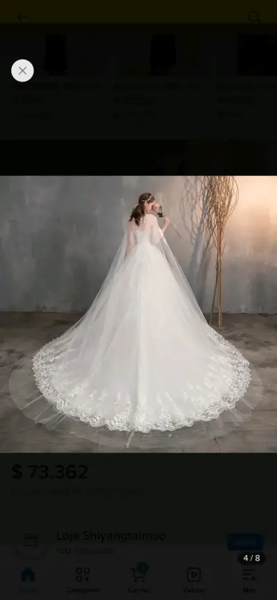 Vestido de Novia Blanco con Encaje y Tul - miniatura 2