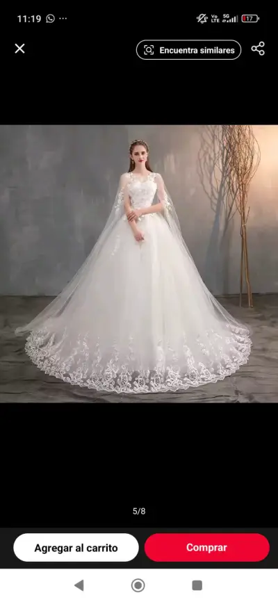 Vestido de Novia Blanco con Encaje y Tul - miniatura 3