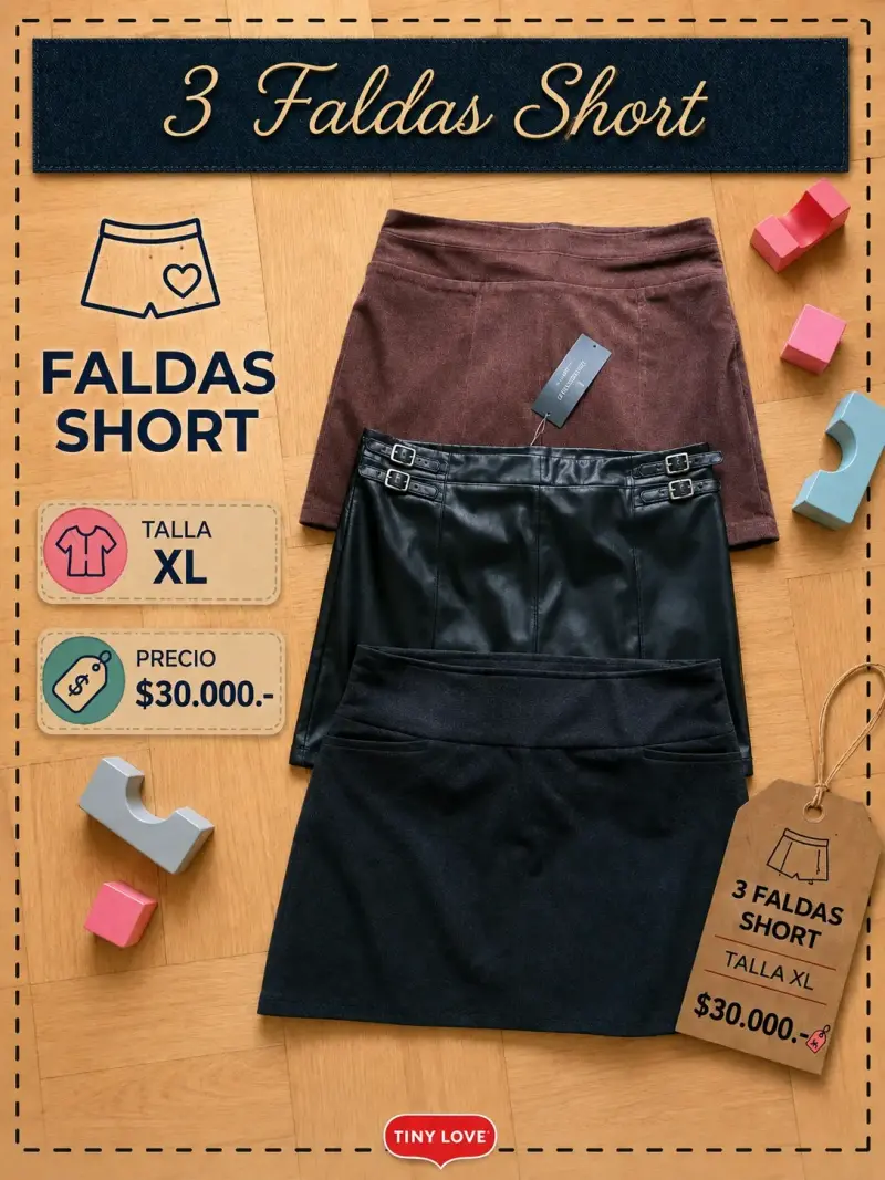Conjunto de 3 faldas short talla XL - 1