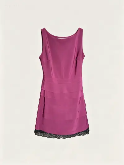 Vestido corto fucsia con encaje - miniatura 2