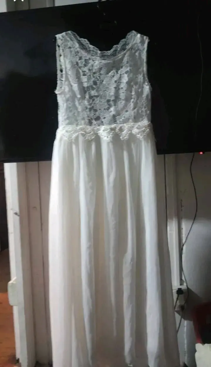 Vestido de novia encaje blanco elegante - 1