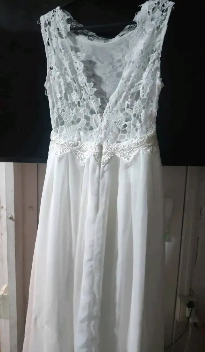 Vestido de novia encaje blanco elegante - 2