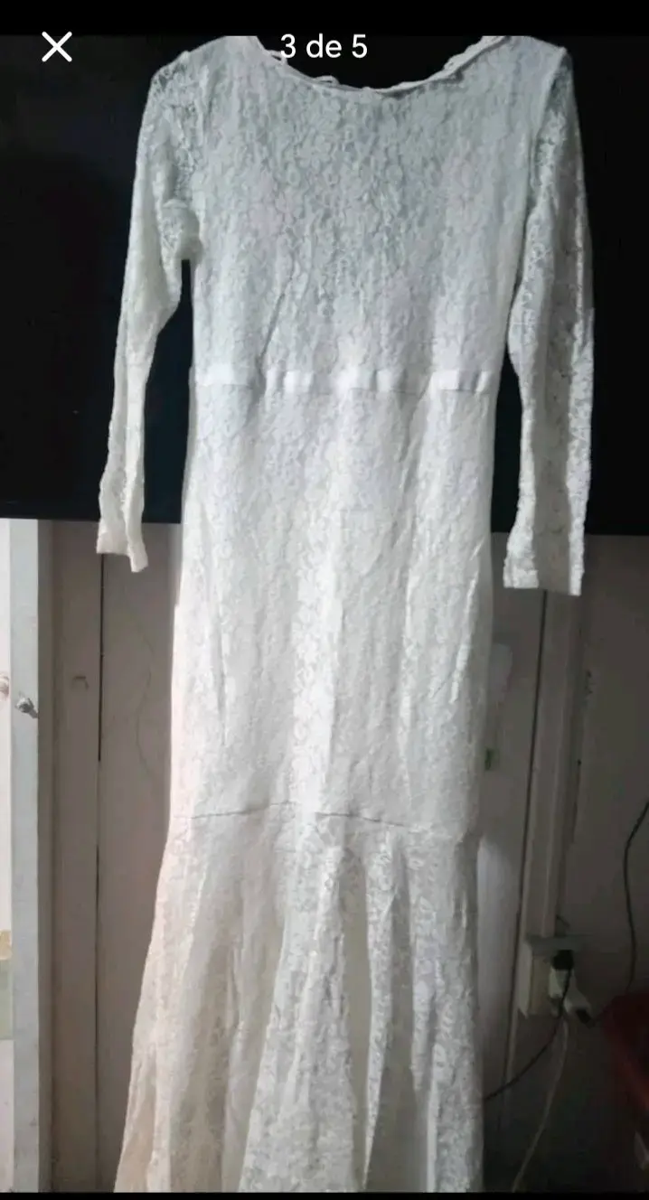 Vestido de novia encaje blanco elegante - 3