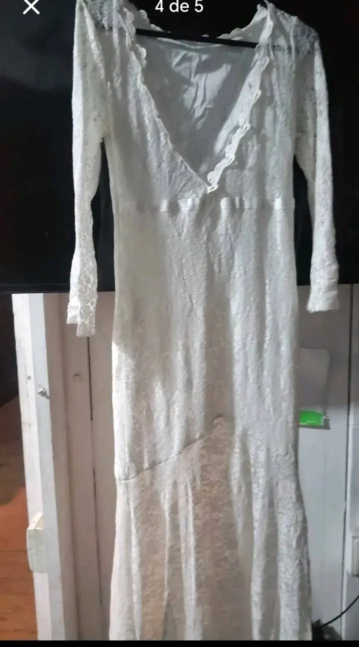 Vestido de novia encaje blanco elegante - 4