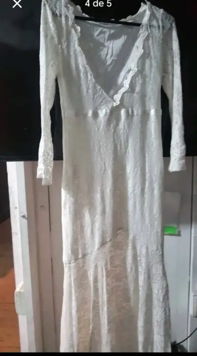 Vestido de novia encaje blanco elegante - miniatura 4