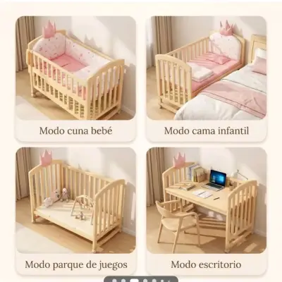 Cuna de madera para bebé con mosquitero - miniatura 6