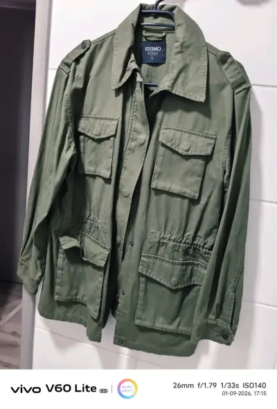 Chaqueta verde militar Issimo con bolsillos - miniatura 3