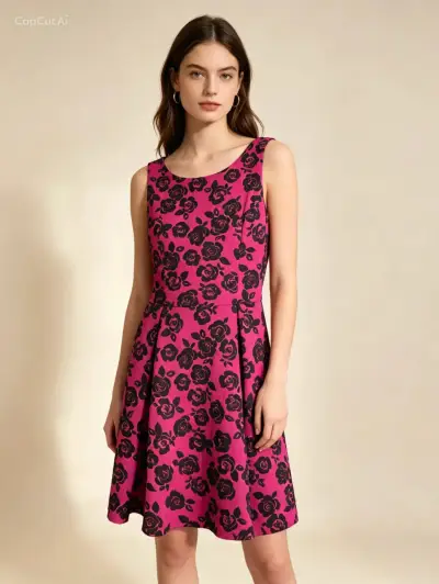 Vestido sin mangas floral rosa y negro Aqua - miniatura 1