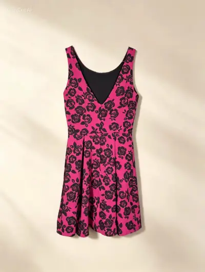 Vestido sin mangas floral rosa y negro Aqua - miniatura 3