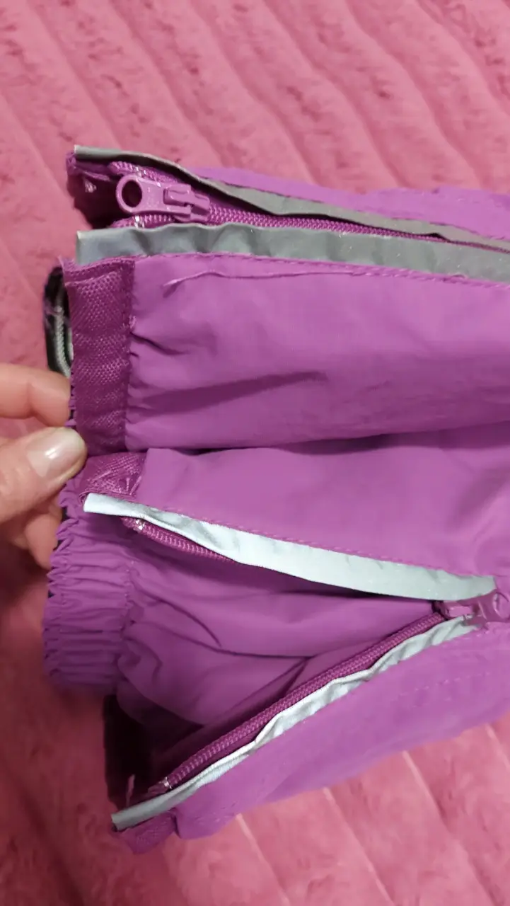 Pantalones de nieve morados para niños con tirantes - 2