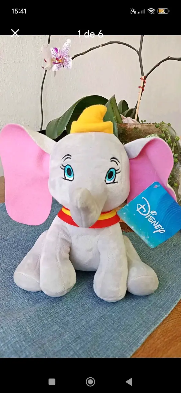 Peluche Dumbo Disney con Sombrero Amarillo