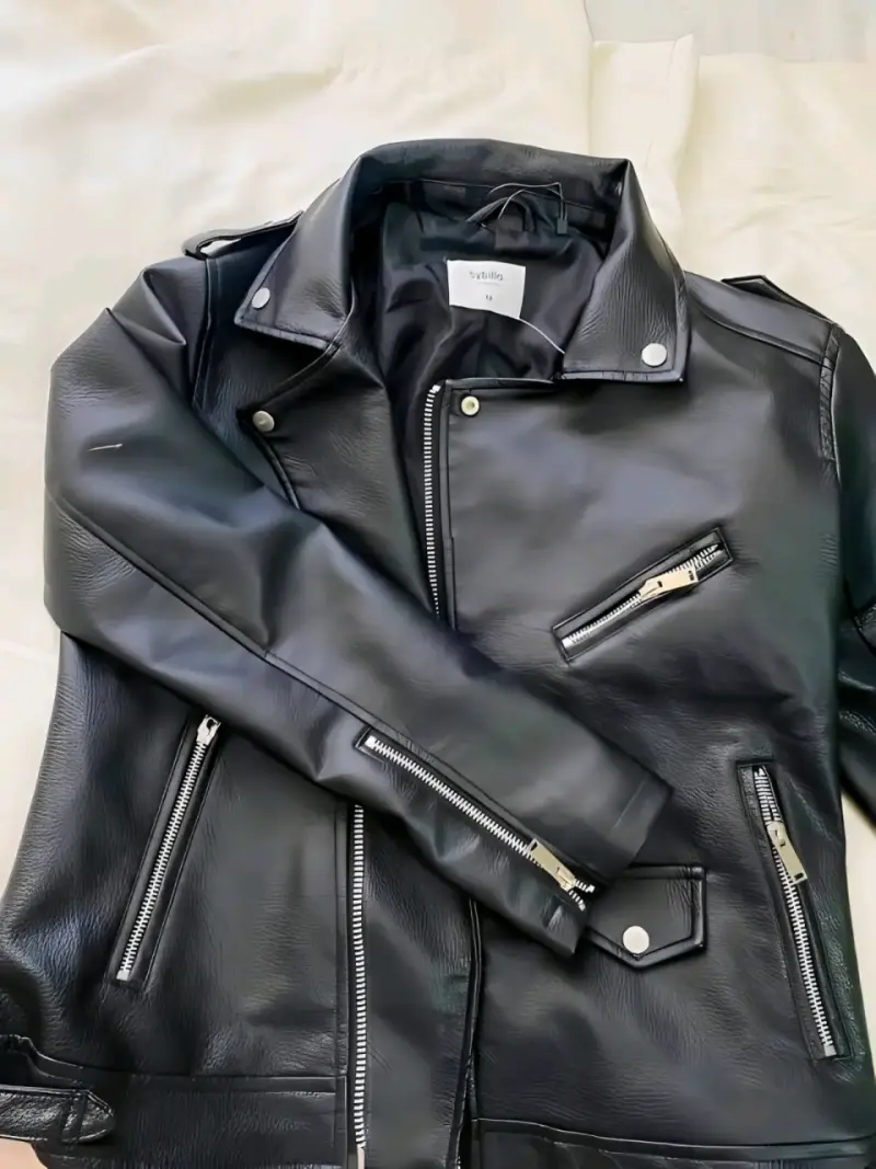 Chaqueta de cuero negra para mujer