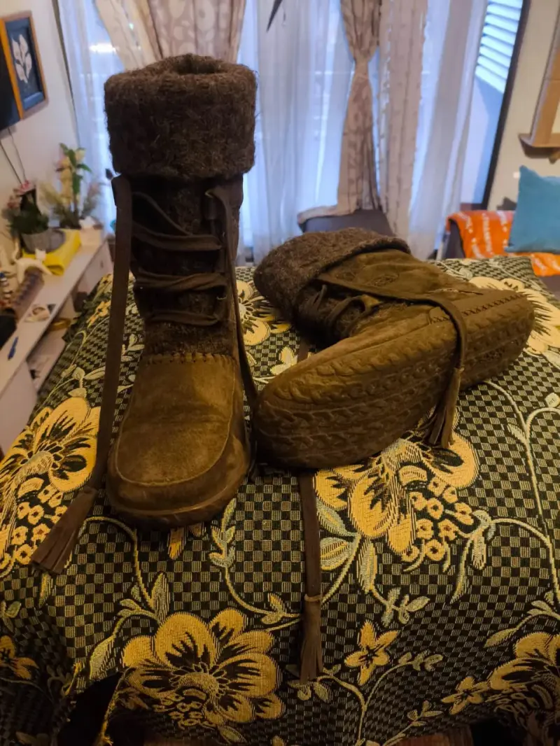 Botas de invierno marrones con forro de lana - 1