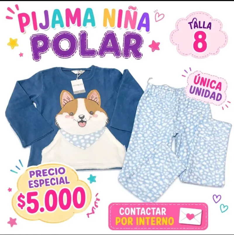 Pijama de algodón para niña talla 8 - 3