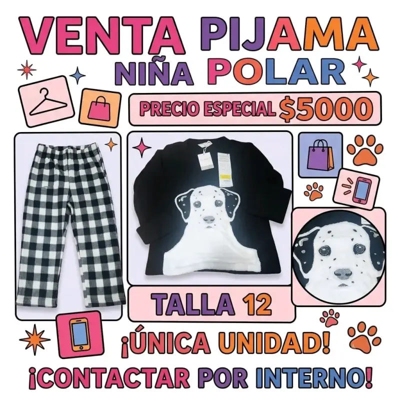 Pijama de algodón para niña talla 8 - 4