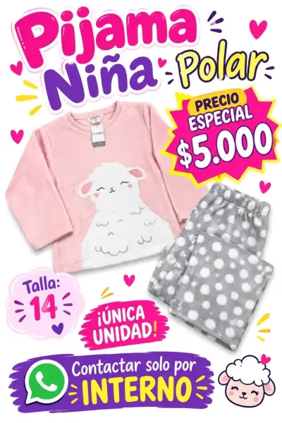 Pijama de algodón para niña talla 8 - miniatura 5