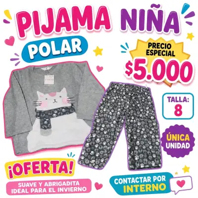 Pijama de algodón para niña talla 8 - miniatura 6