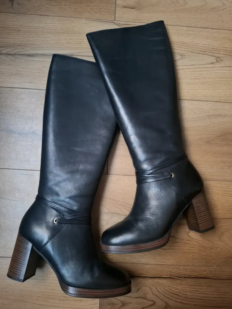 Botas Gacel de cuero negras con taco alto - 2