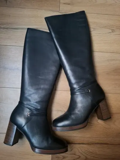 Botas Gacel de cuero negras con taco alto - miniatura 2