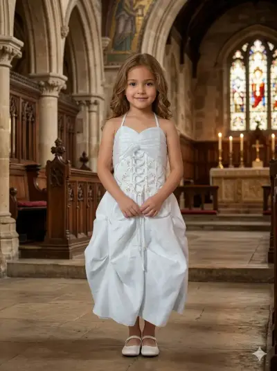 Vestido de Primera Comunión para Niña Blanco - miniatura 1