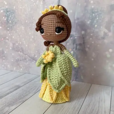 Muñeca Amigurumi Princesa Tiana - miniatura 3
