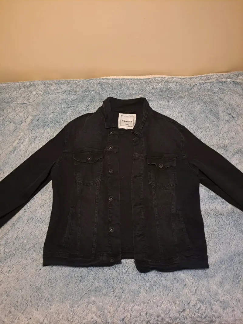 Chaqueta de mezclilla negra para hombre - 1