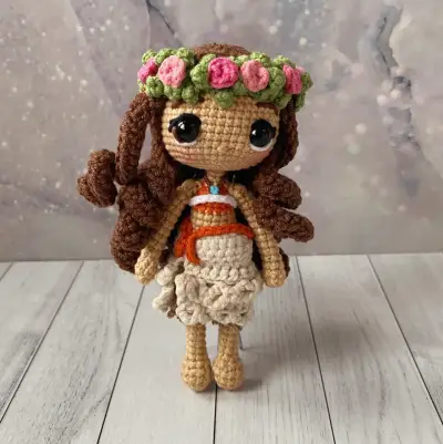 Muñeca Amigurumi princesa Moana - miniatura 1