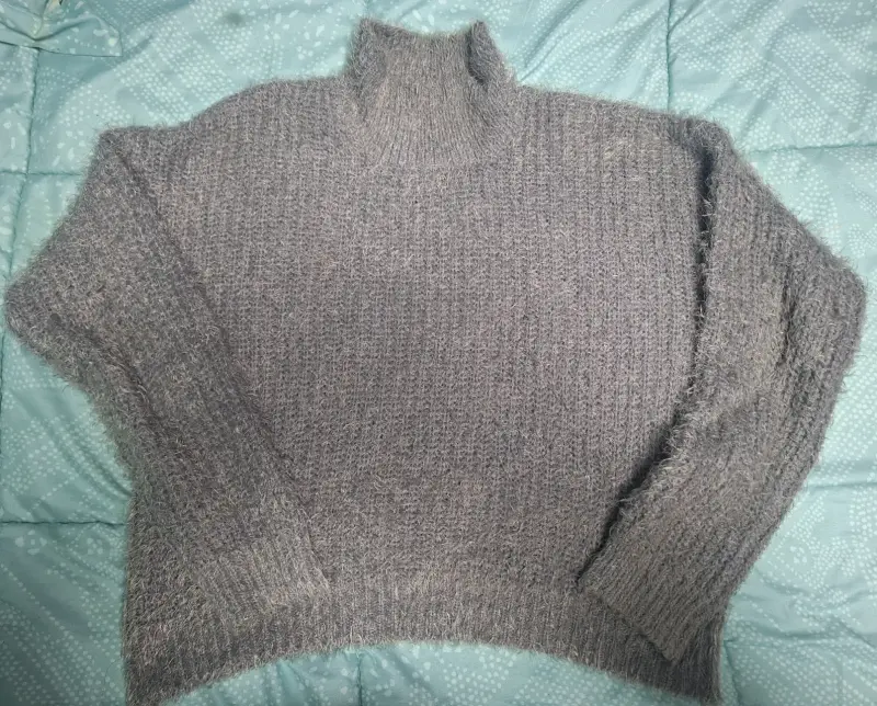Suéter de lana gris medii cuello - 1
