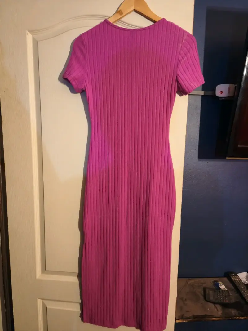 Vestido fucsia de punto para mujer - 2