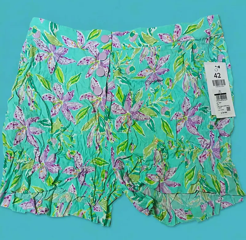 Shorts florales verdes talla 42 - 2