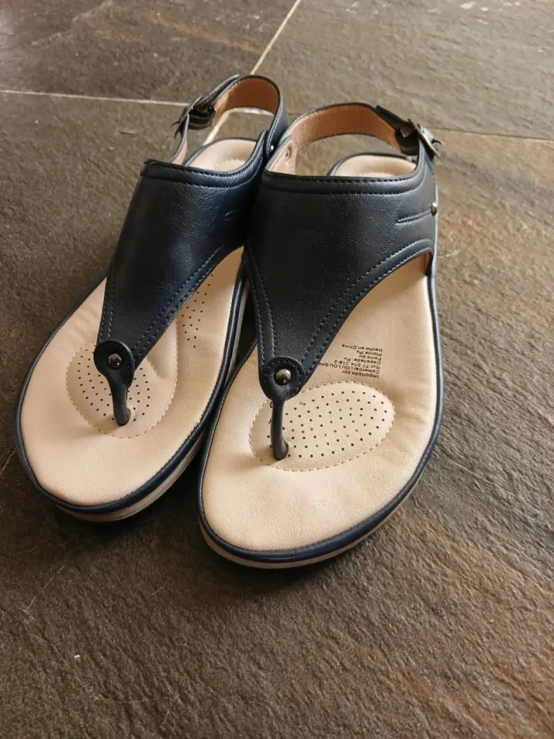 Sandalias de cuero sintético azules para mujer