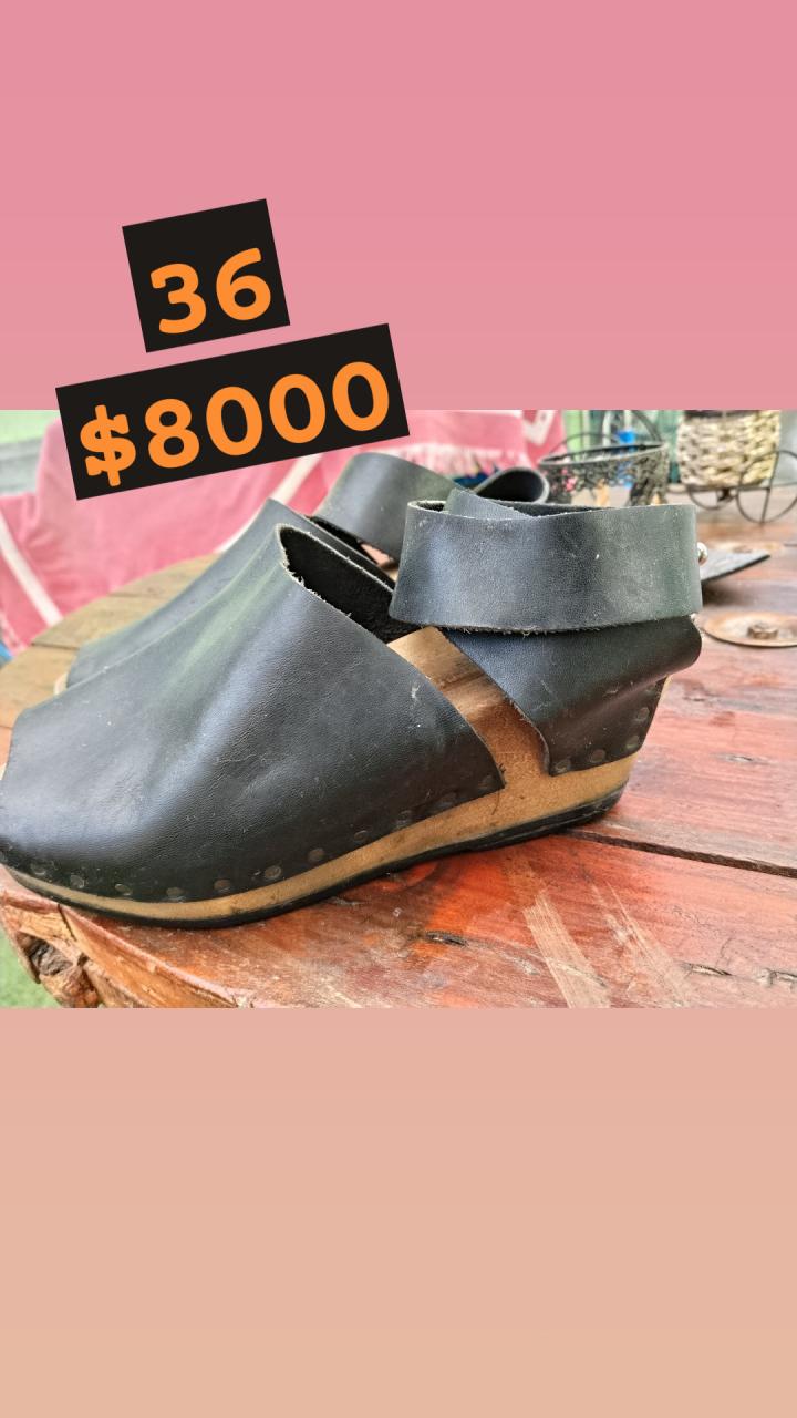 Zuecos de cuero negro talla 36 - 1