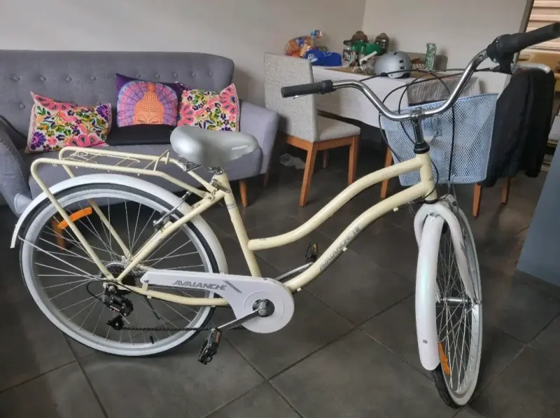 Bicicleta de paseo beige con canasto - 3