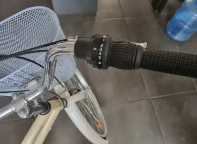 Bicicleta de paseo beige con canasto - miniatura 4