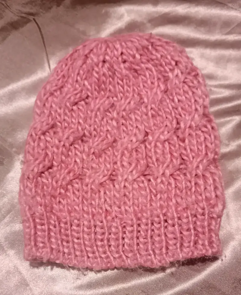 Gorro tejido rosa de lana cálido - 1