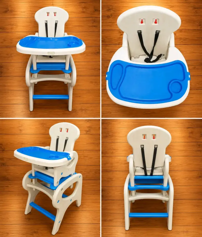 Silla de Comer para Bebé con Bandeja Azul - 2
