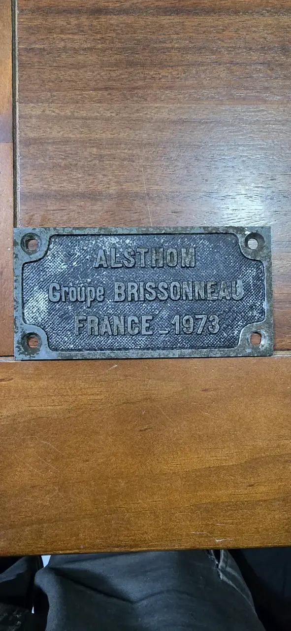 Placa Metálica Alsthom 1973 Vintage - 1