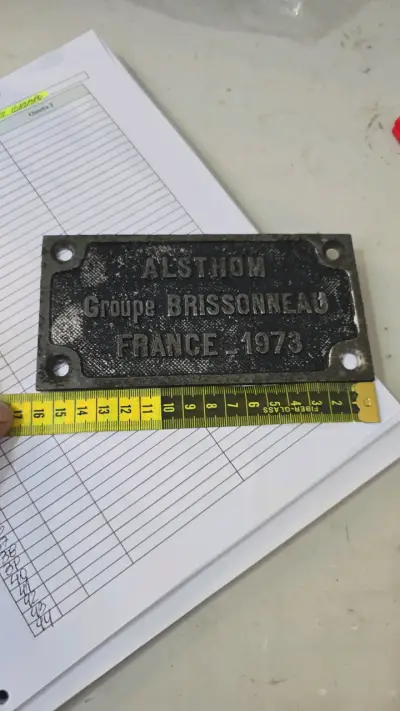 Placa Metálica Alsthom 1973 Vintage - miniatura 2