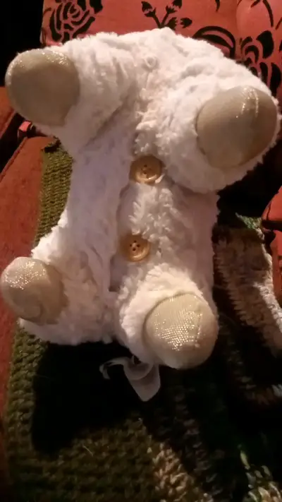 Peluche de alpaca blanca con lazo rosa - miniatura 5