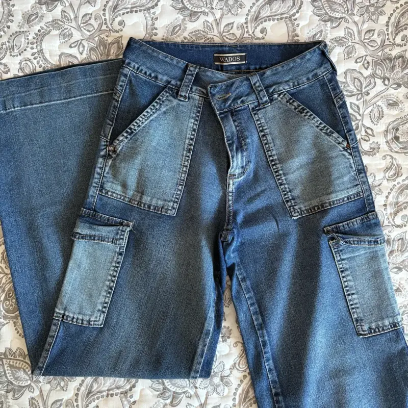 Jeans cargo azul para mujer Wados - 1