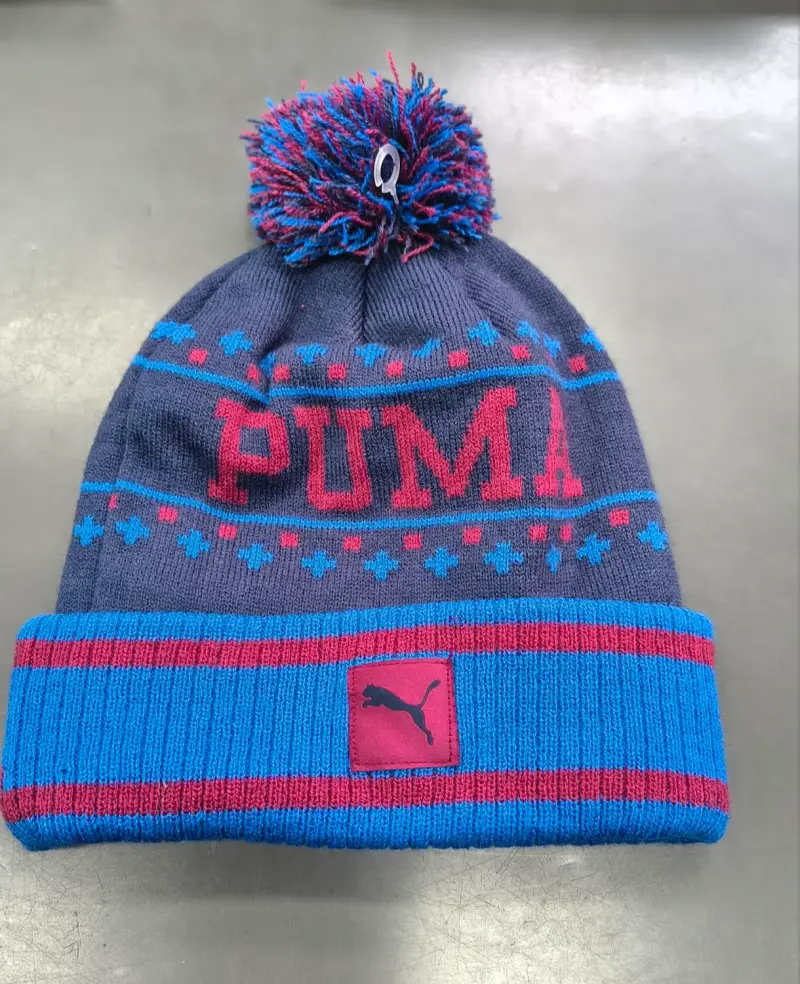 Gorro de lana Puma azul con pompon