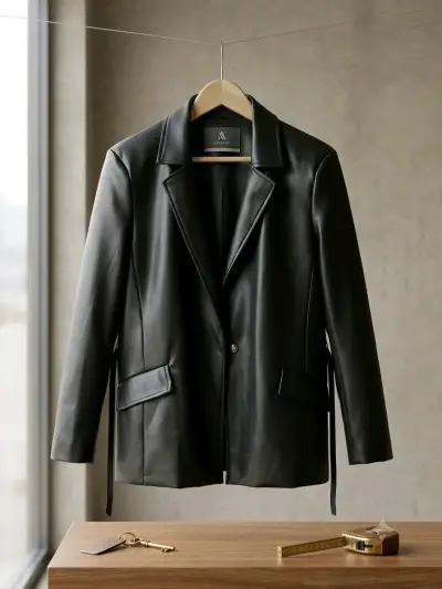 Blazer de cuero negro Apology - miniatura 1
