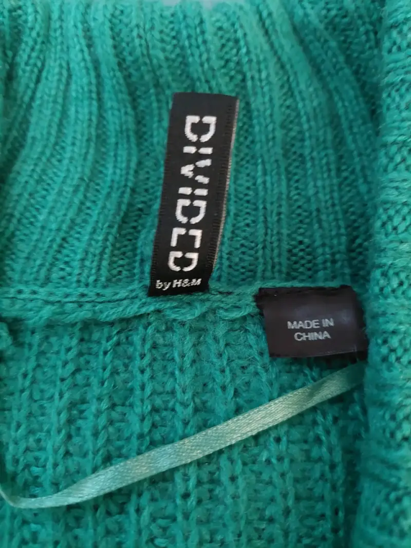 Cardigan verde de punto con cinturón H&M - 3
